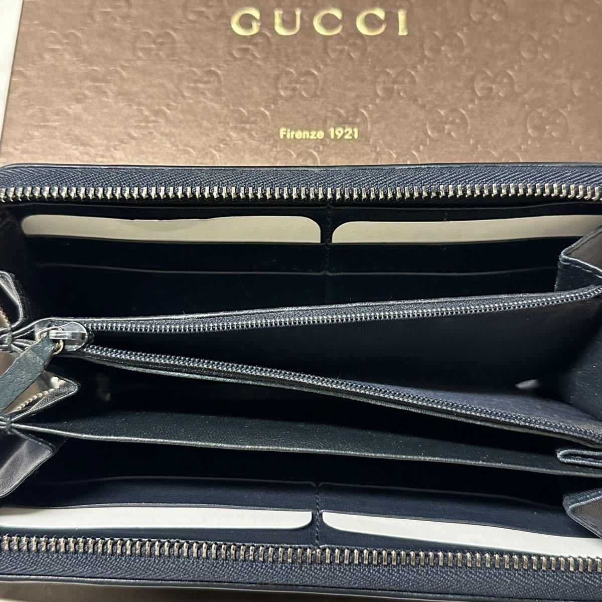 GUCCI グッチ 財布 長財布 シマレザー シェリーライン ラウンド