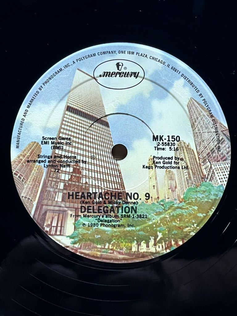 【 Ken Gold プロデュース！！】Delegation - Heartache No. 9 ,Mercury - MK-150 ,Vinyl ,12 , 33 1/3 RPM ,Promo, Stereo US 1980_画像4