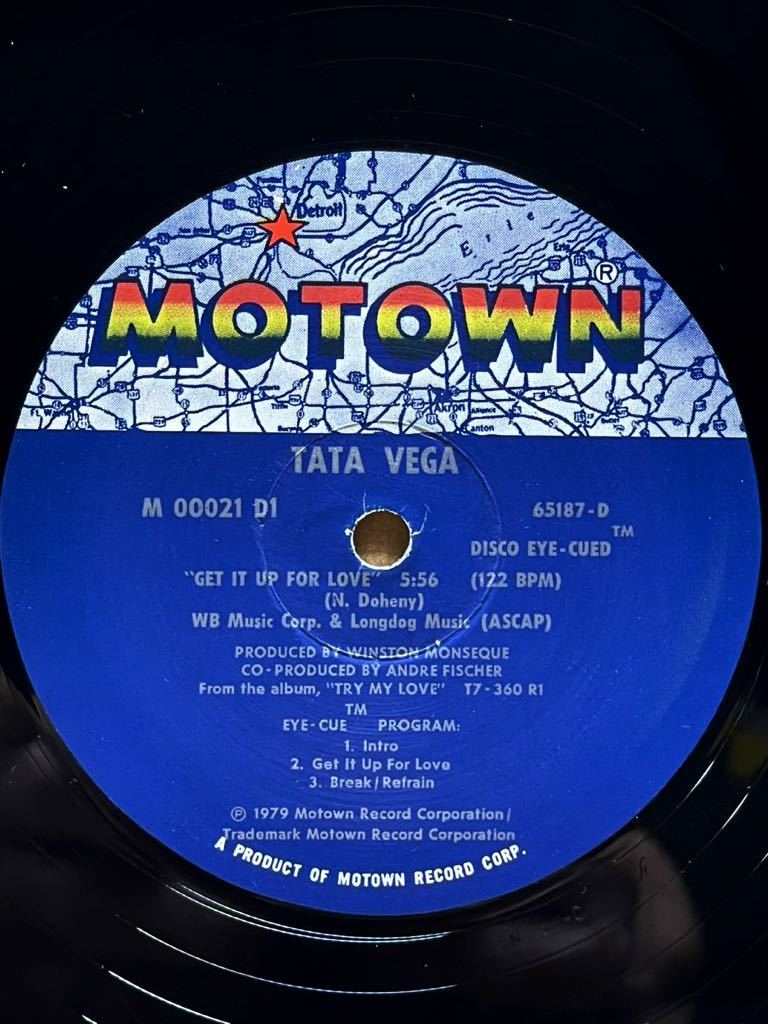 【THE DISCO FILES 1973-1978掲載！！】Tata Vega - Get It Up For Love ,Motown - M 00021D1 ,12, 33 1/3 RPM Promo ,Stereo US 1979_画像1