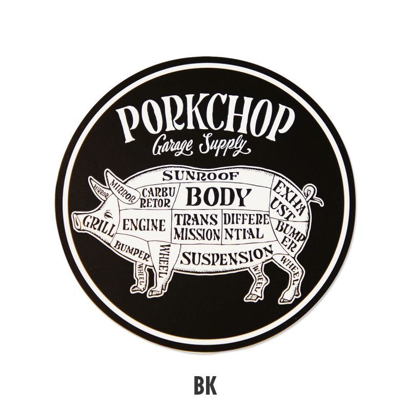 送料90円　PORKCHOP サークル ステッカー [KGPC065]　ポークチョップ　BK_画像1