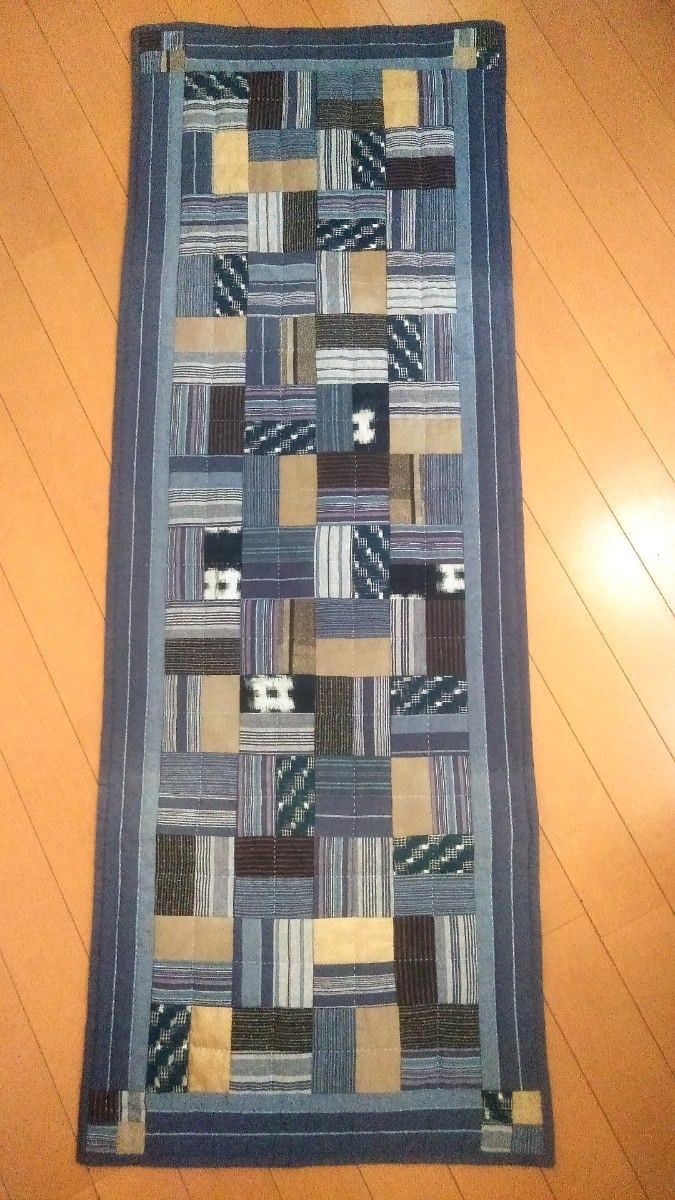 ハンドメイド パッチワーク 古布 藍染 木綿 絣 テーブルセンター ハンドメイド パッチワーク 古布 藍染 木綿 絣 テーブルセンター