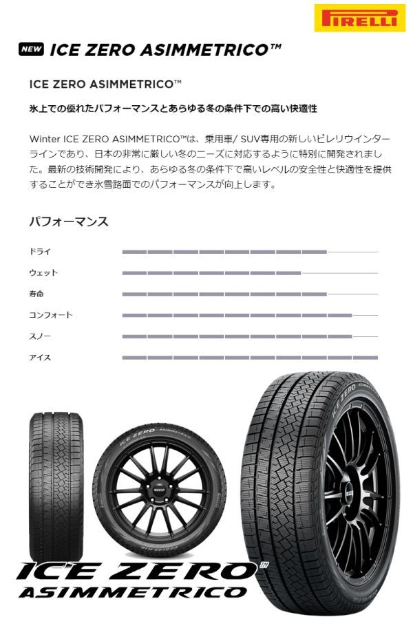 2022年製 PIRELLI ICE ZERO ASIMMETRICO 215/45R17 91H XL スタッドレスタイヤ 4本セット_画像2