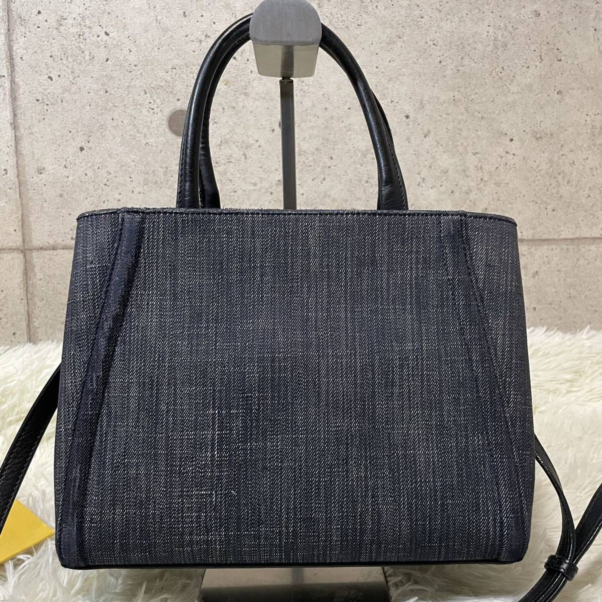 ①1円〜【紙袋付き】FENDI フェンディ 2way ショルダーバッグ ハンドバッグ プチトゥージュール デニム インディゴ 斜め掛けカバン_画像3