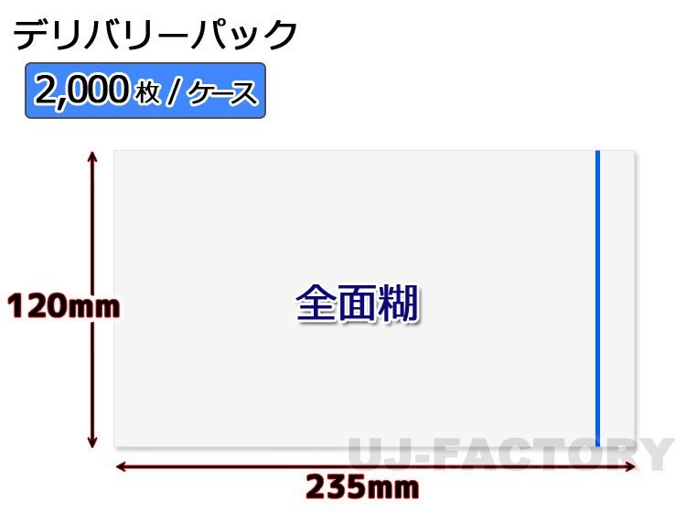 ★デリバリーパック 封入用ビニール袋（部分糊）150mm×280mm 厚み：40μ x4000枚★ポケットタイプ・長3封筒入りサイズ 封入口に青ライン_画像4