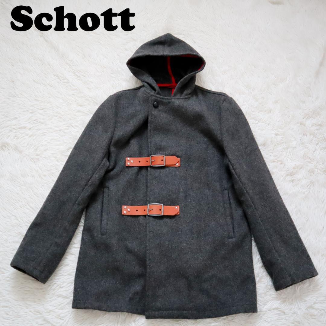 USA製 Schott ショット レザーベルト メルトンウールPコート USA製 Schott ショット レザーベルト メルトンウールPコート