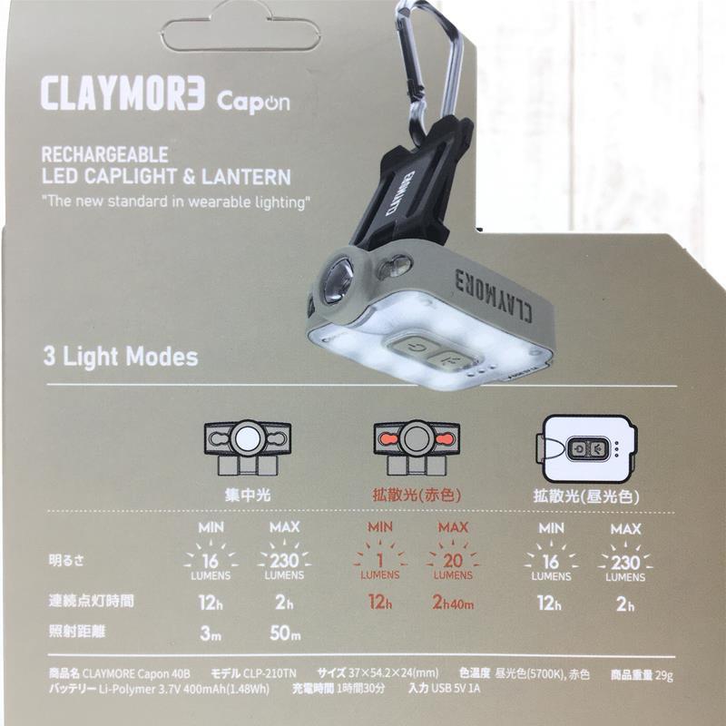 クレイモア キャップオン 40B Capon 40B 230ルーメン USB充電 400mAh LEDキャップライト ヘッドランプ ランタン 投光器の画像10