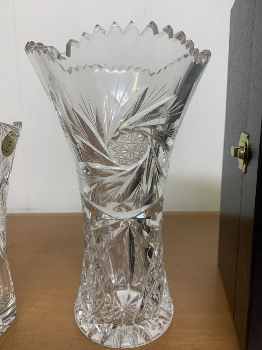 226 美品 クリスタル ガラス 花瓶 ボヘミア_画像5