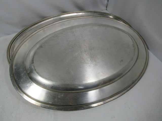  small stamp plate / circle plate / Western-style tableware / nickel silver /NICKEL SILVER/6 pieces set /2.5×50×35cm/ dirt scratch somewhat larger quantity / secondhand goods /KN6605/