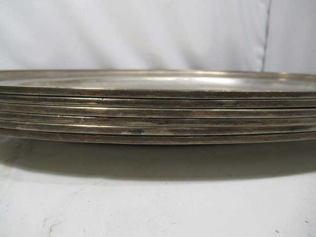  small stamp plate / circle plate / Western-style tableware / nickel silver /NICKEL SILVER/6 pieces set /2.5×50×35cm/ dirt scratch somewhat larger quantity / secondhand goods /KN6605/