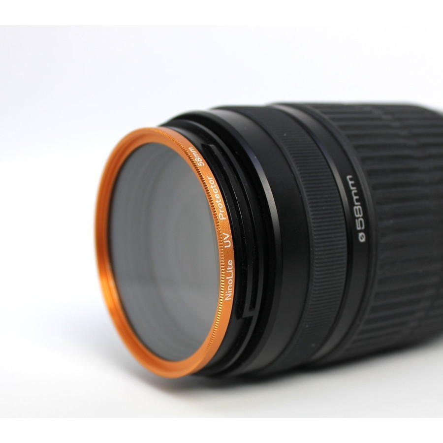 フィルター径:58mm UVフィルター ゴールド 枠 金 カメラレンズ保護 フィルターをはめてレンズキャップの取り付けok レンズプロテクト_画像5