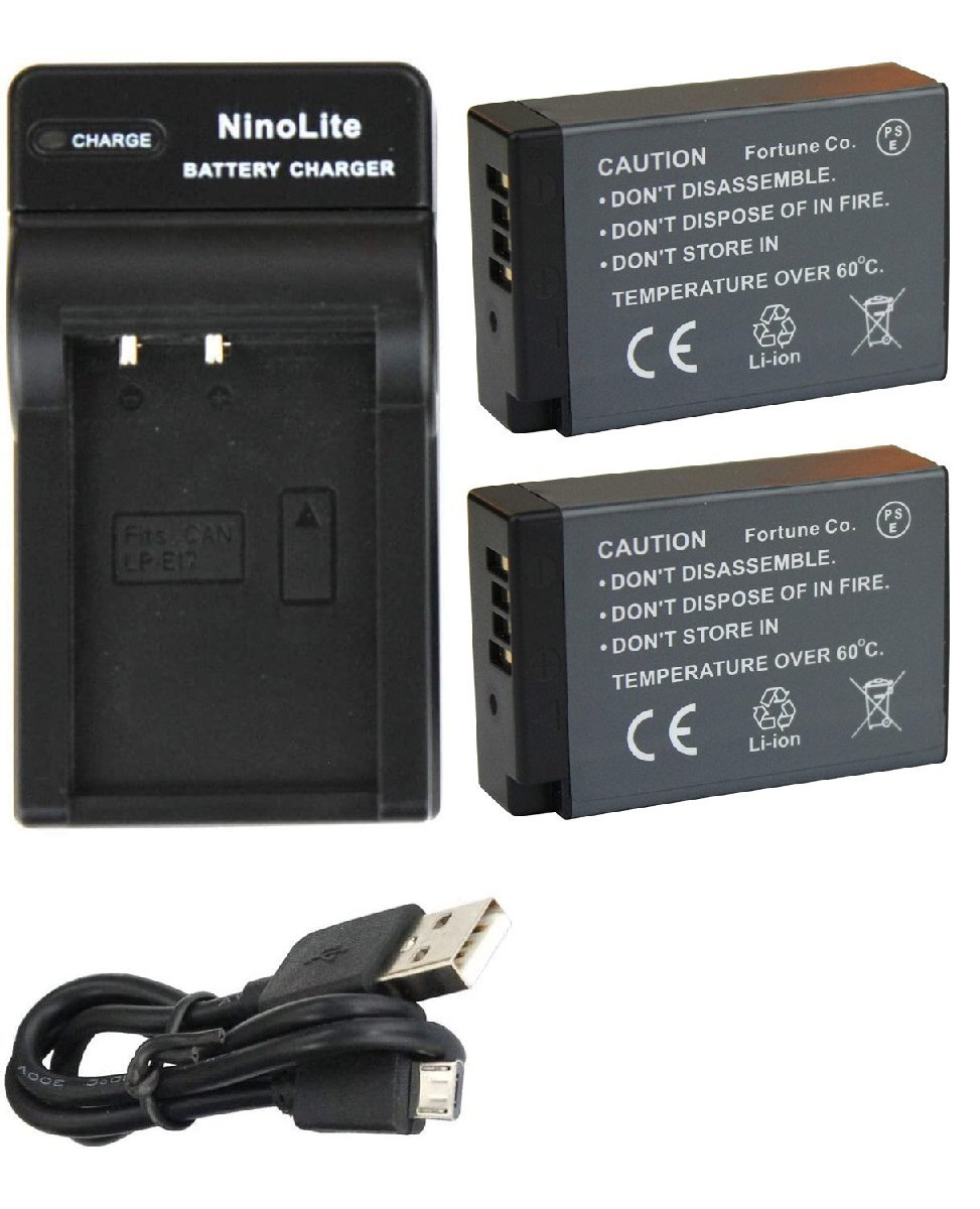 USB充電器 と バッテリー2個セット DC163 と CANON LP-E17 互換バッテリー EOS RP 9000D 8000D Kiss X10i Kiss X9i Kiss X10 等対応_画像4