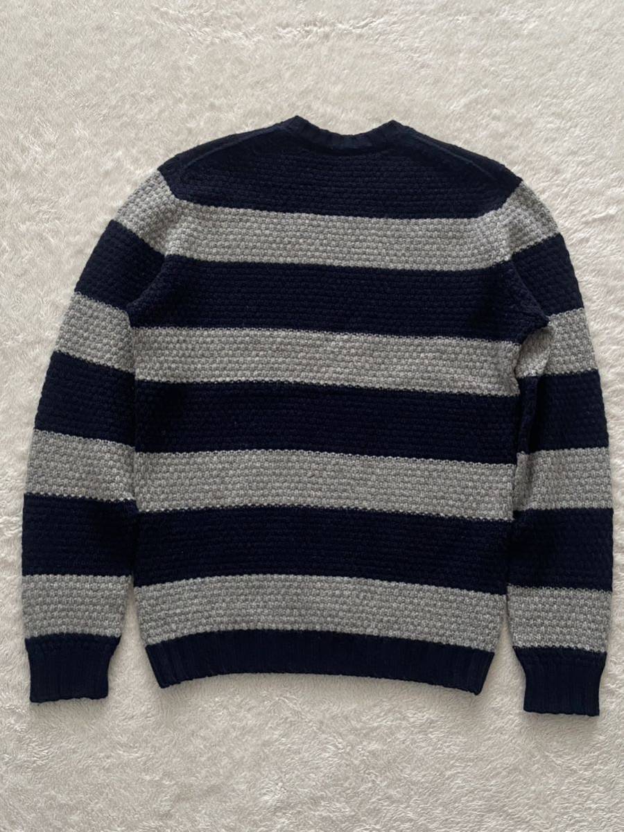 Drumohr size46 Italy made wool sweater Alain braided border navy gray men's dollar moa 