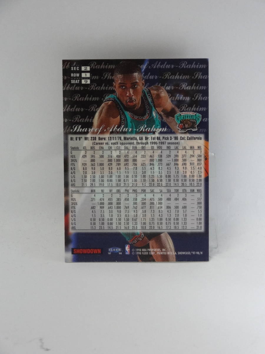 ★SHAREEF ABDUR-RAHIM / アブドゥルラヒム 1997-98 Flair Showcase Row1 #9★_画像2