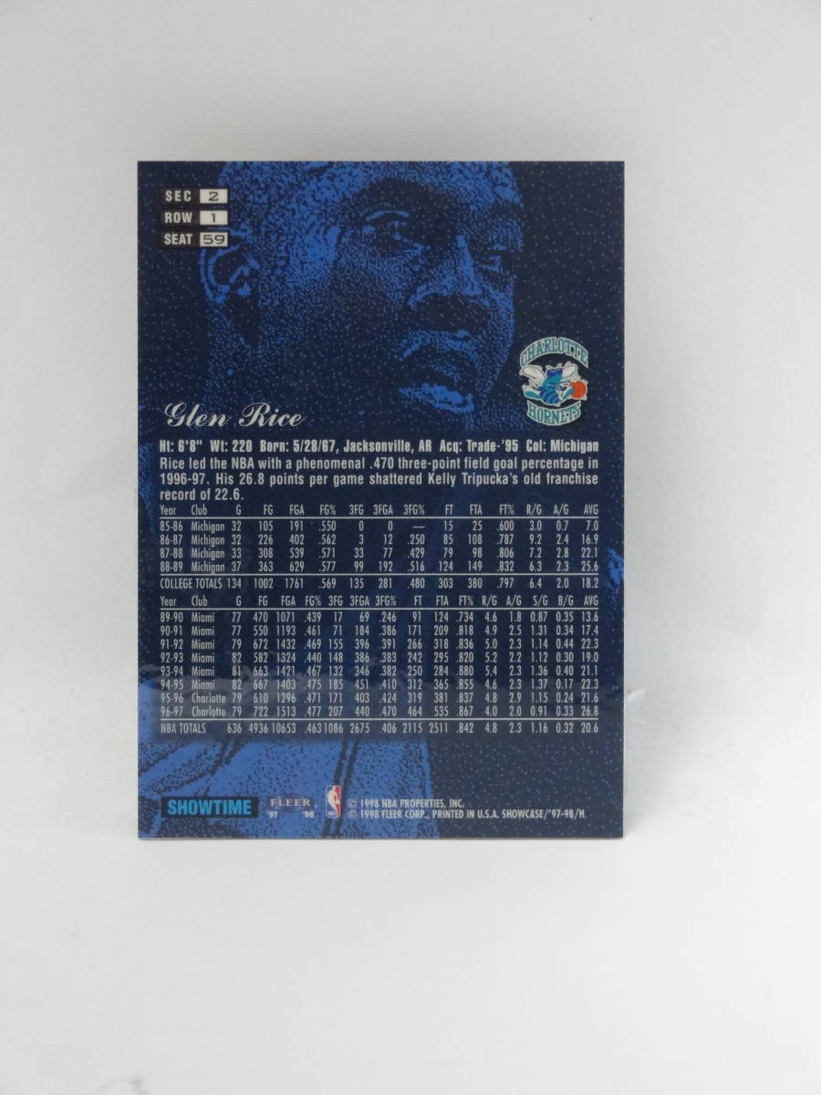 ★GLEN RICE / グレンライス 1997-98 Flair Showcase Row1 #59★_画像2