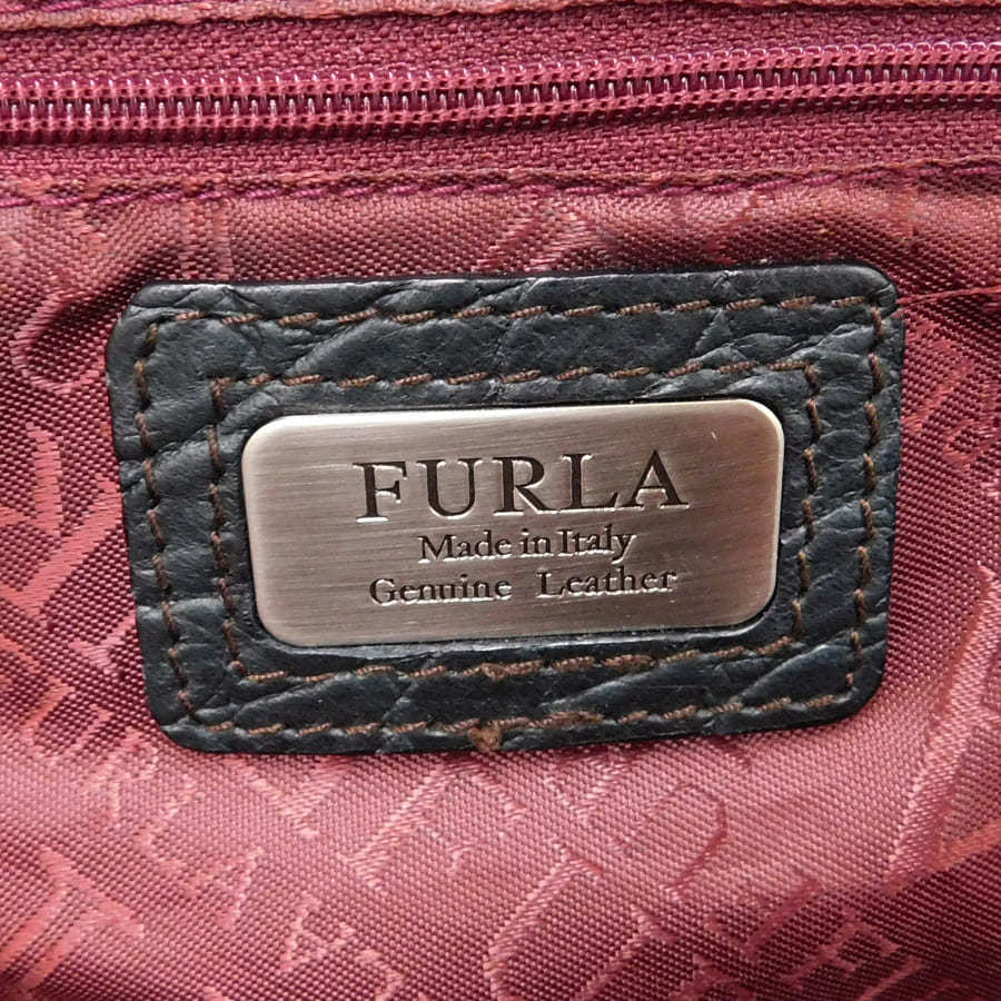 1円 ■ 極美品 フルラ ハンドバッグ ブラック系 レザー×クロコ お洒落 お出掛け FURLA ■E.Bssl.oR-24_画像8