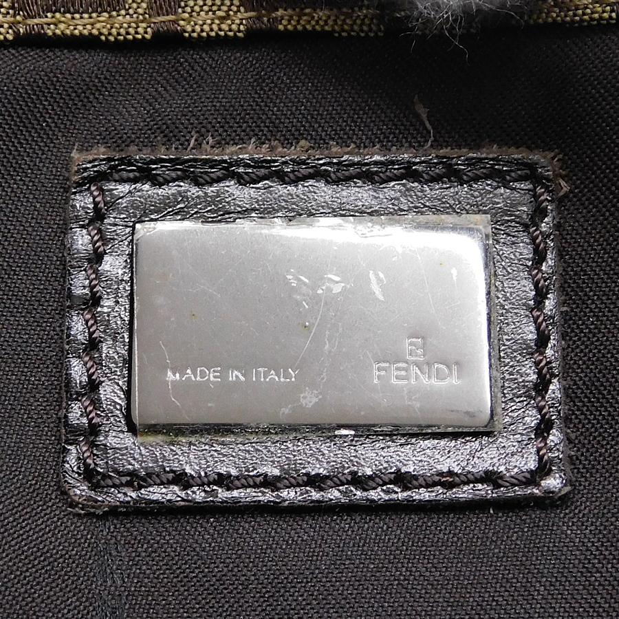 1円 ■ フェンディ ショルダーバッグ キャンバス×レザー ブラウン系 ズッカ 普段使い FENDI ■E.Clpu.oR-12_画像8