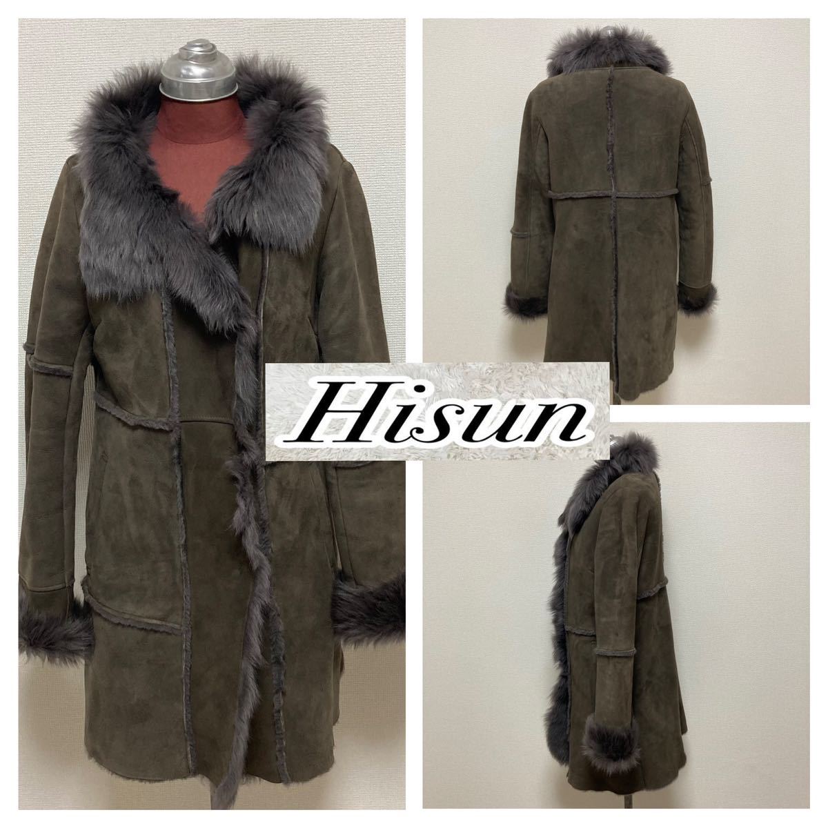 Hisun ヒスン■最高級トスカーナ産 ムートン コート ファー レザー M ブラウン 羊革 PREMIUM TOSCANA FUR