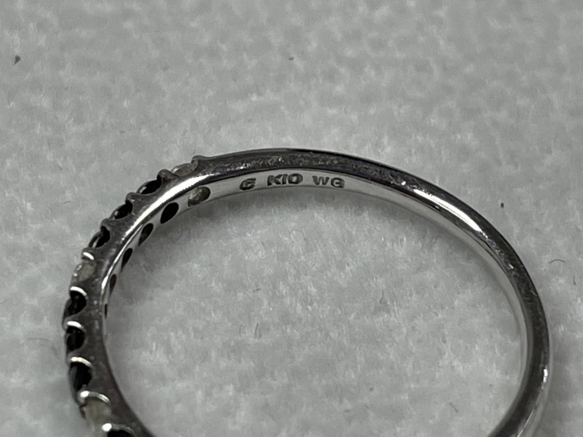 WG指輪 0.27ct ダイヤ透明５粒と黒ダイヤ12粒 ダイヤモンドのコンビ 台K10WG 指輪サイズ10号 D-45_画像5