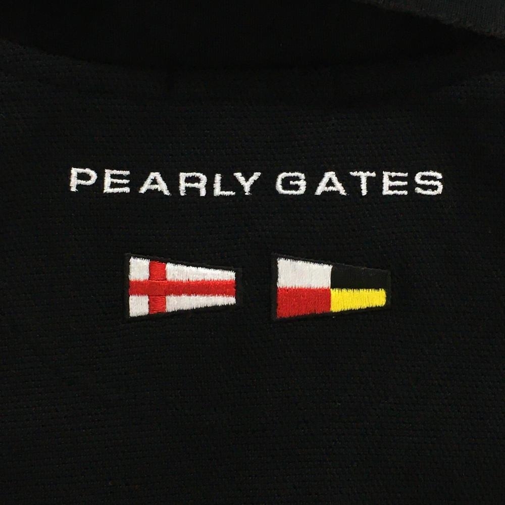 パーリーゲイツ ノースリーブポロシャツ 黒 コットン混 日本製 レディース 0(S) ゴルフウェア PEARLY GATES_画像5