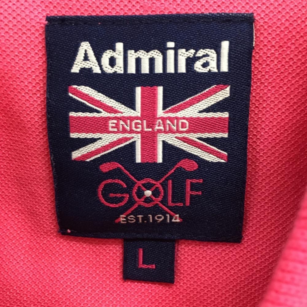 【美品】アドミラル 半袖ポロシャツ ピンク×ネイビー ロゴ刺しゅう 襟、袖ライン レディース L ゴルフウェア Admiralの画像4