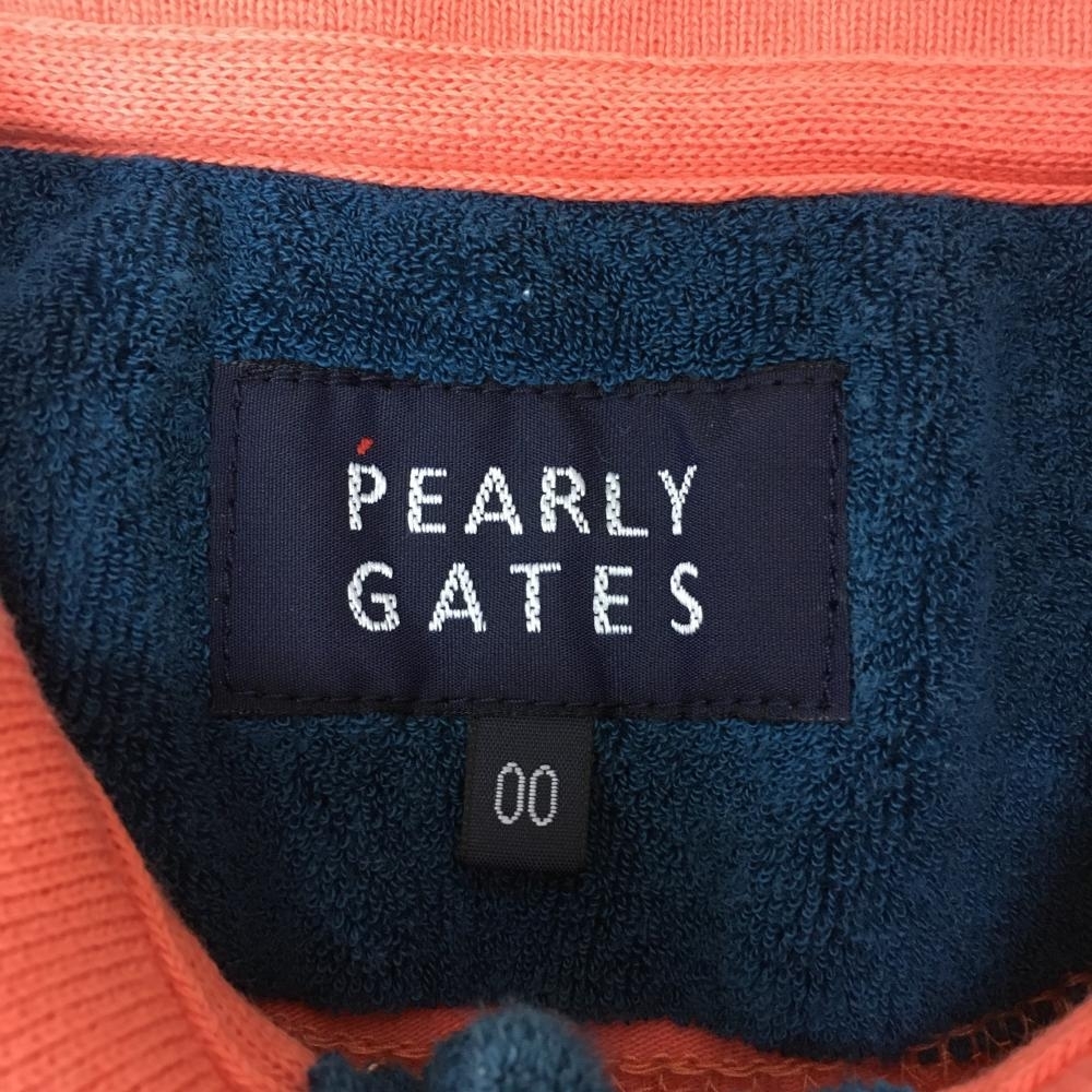 【美品】2020年＊PEARLY GATES パーリーゲイツ ノースリーブポロシャツ レッド系×ネイビーブルー レディース 00(XS) ゴルフウェア_画像4