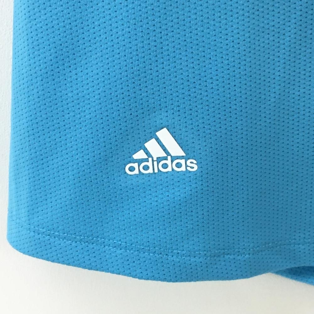 【超美品】アディダス ノースリーブポロシャツ ライトブルー×白 メッシュ地 CLIMACOOL レディース M ゴルフウェア adidas_画像3