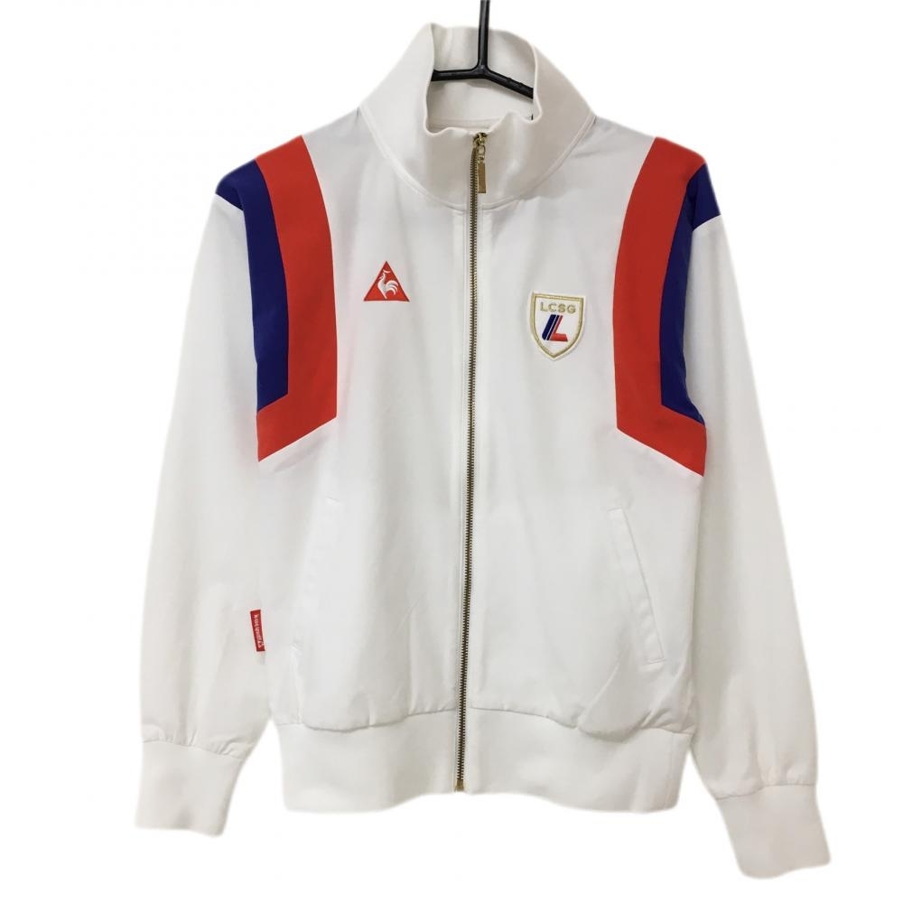 ルコック ジャケットブルゾン 白×レッド ロゴ刺しゅう レディース Ｍ ゴルフウェア le coq sportif_画像1