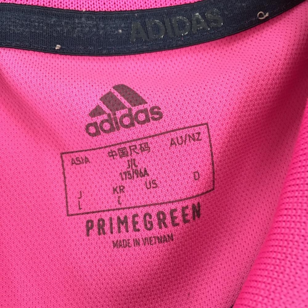 アディダス 半袖ポロシャツ ピンク×ネイビー ハーフジップ メンズ Ｌ ゴルフウェア adidas_画像4