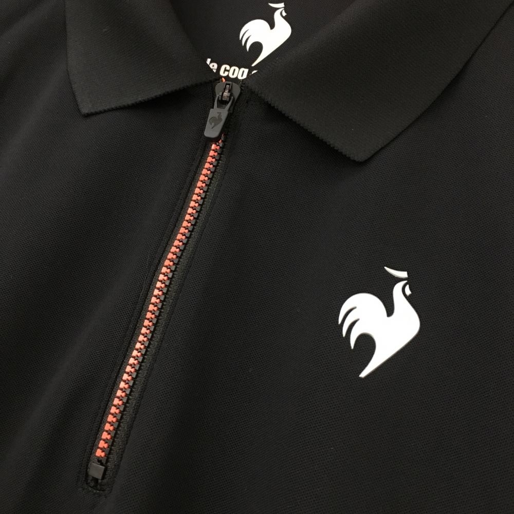 【超美品】ルコック 半袖ポロシャツ 黒×オレンジ ハーフジップ　 メンズ LL ゴルフウェア 2022年モデル le coq sportif_画像3