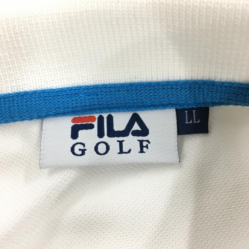 フィラゴルフ 半袖ポロシャツ 白×ライトブルー ロゴ刺しゅう レディース LL ゴルフウェア FILA GOLFの画像5