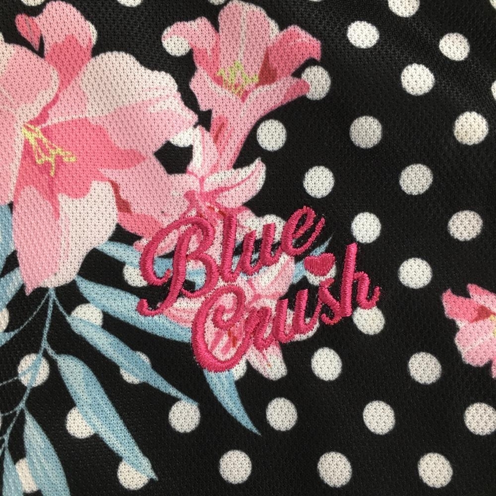 【美品】ブルークラッシュ ノースリーブポロシャツ 黒×白 ドット 花柄 レディース ゴルフウェア BLUE CLUSH_画像3