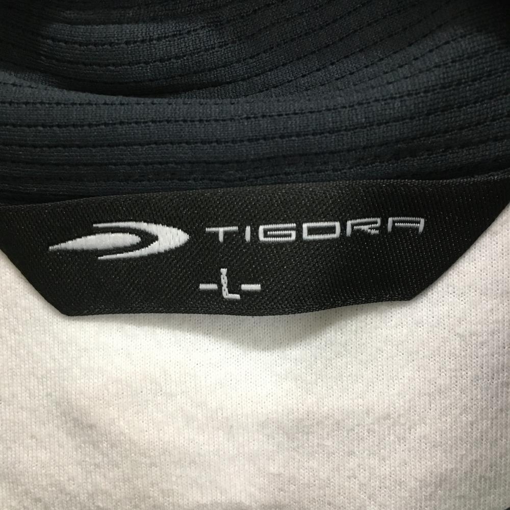 ティゴラ 半袖ポロシャツ ネイビー×白 織生地 ロゴ刺しゅう メンズ L ゴルフウェア TIGORA_画像4