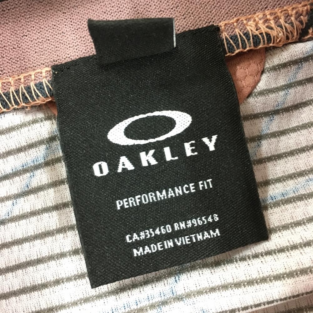 【美品】オークリー 長袖ハイネックシャツ スモーキーピンク×ネイビー 総柄 メンズ XL ゴルフウェア 2022年モデル Oakley_画像4