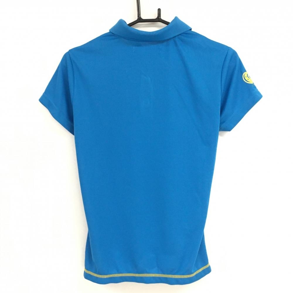 ビバハート 半袖ポロシャツ ブルー×イエロー 胸ポケット レディース 42 ゴルフウェア VIVA HEART_画像2