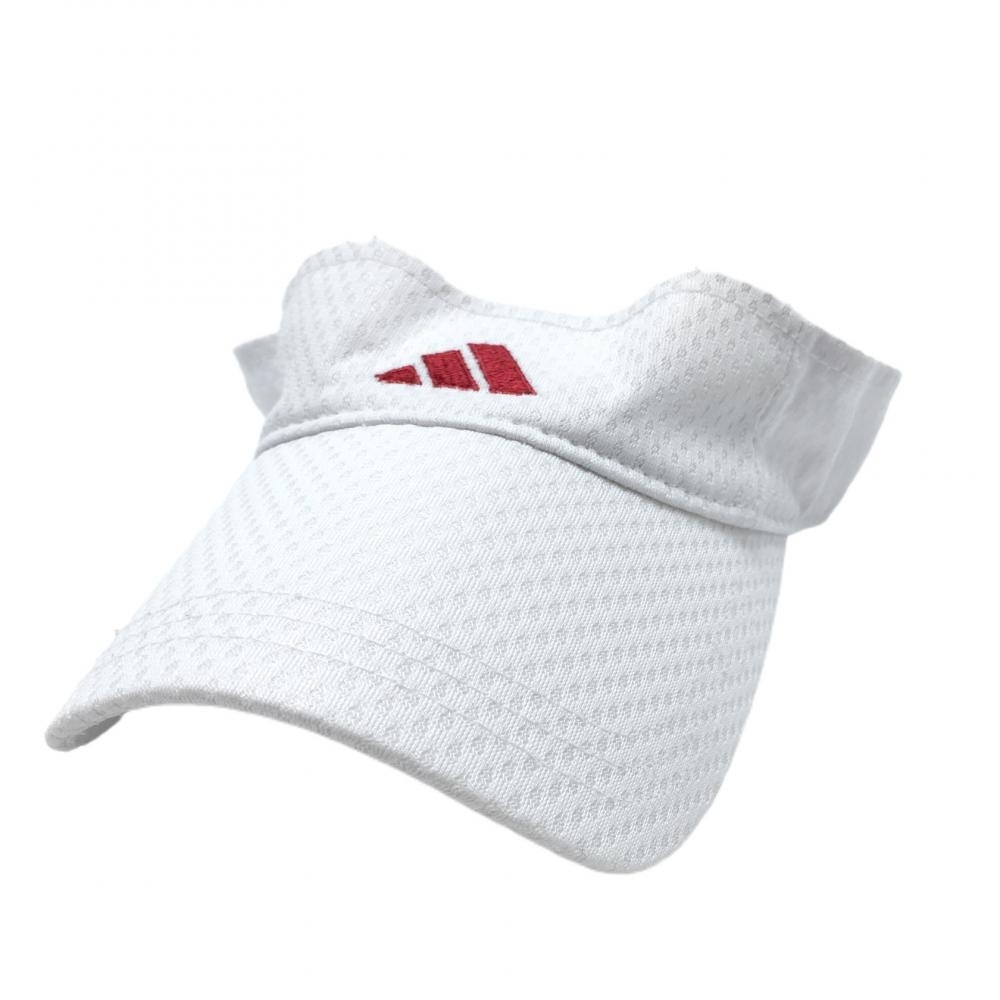 【美品】アディダス サンバイザー 白×レッド OFSX(57cm～60cm) ゴルフウェア adidas_画像1