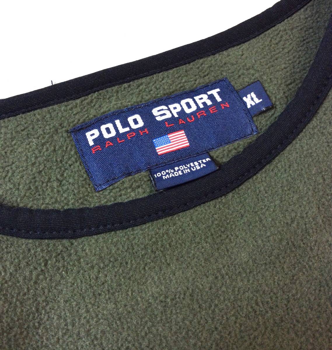 POLO SPORT RALPH LAUREN Polo спорт Ralph Lauren USA производства флис жакет тянуть over тренировочный оливковый зеленый мужской XL