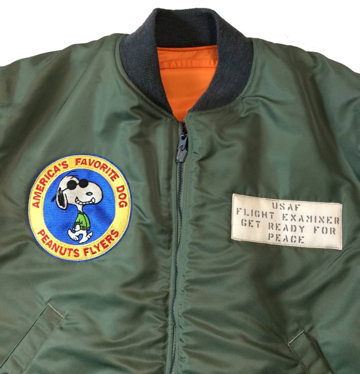 美品 Buzz Rickson's バズリクソンズ MA-1 D-TYPE フライトジャケット SNOOPY PATCH スヌーピー Vintage PEANUTS BR14435 Lサイズ_画像2