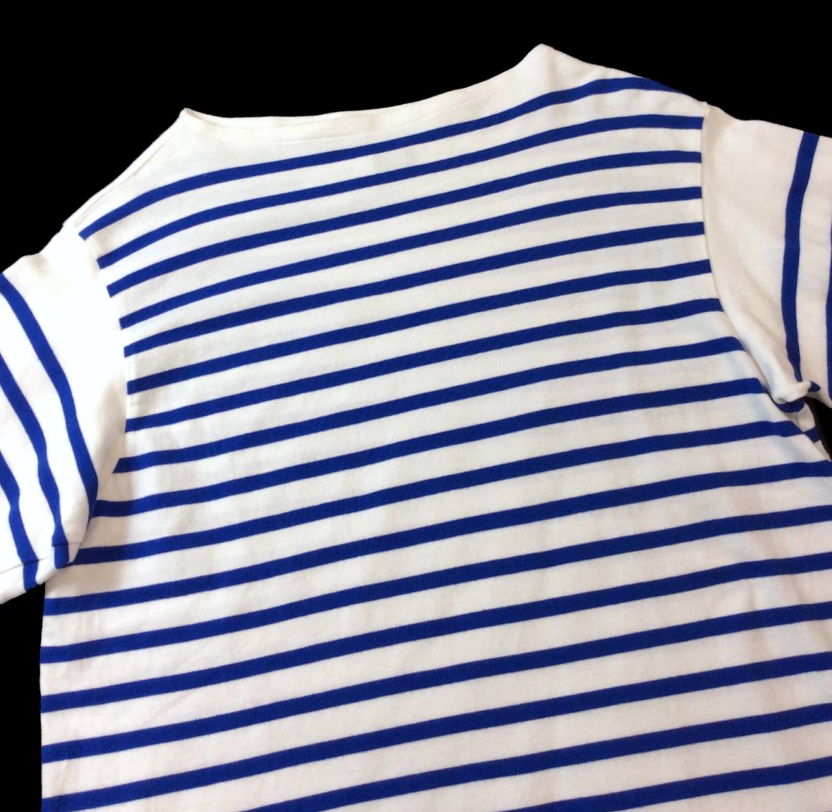 Outil ウティ ボーダー バスクシャツ オーバーサイズ ボートネック 長袖Tシャツ カットソー 白/青 1_画像2