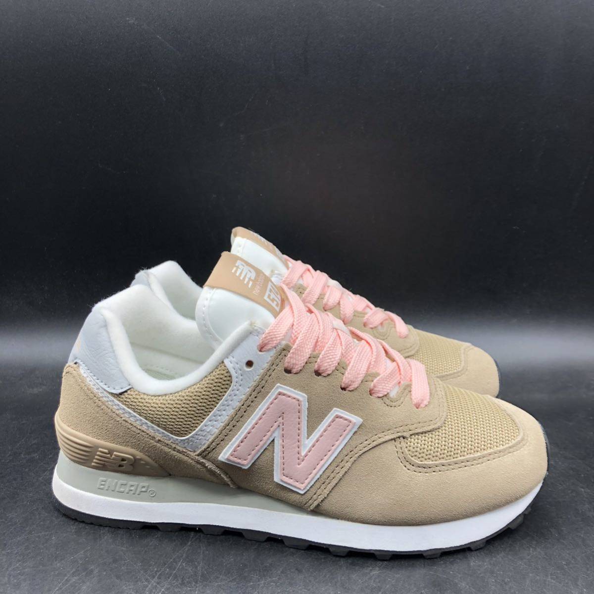 M2044 良品 NEW BALANCE ニューバランス 574 ローカット スニーカー シューズ レディース US5.5 B 22.5cm ベージュ ピンク 靴 _画像5