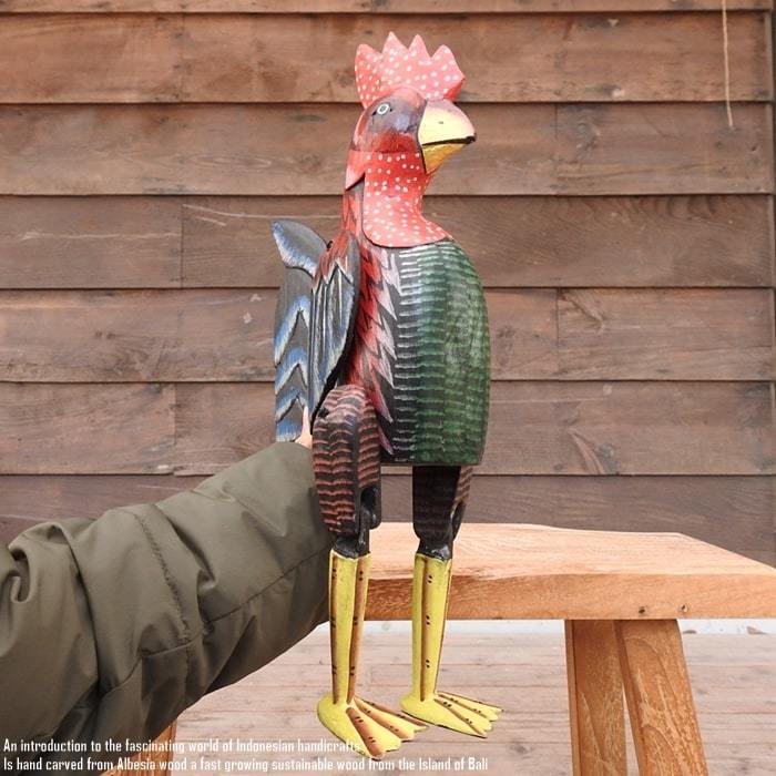 お座り ニワトリさん [2] Lサイズ ウェルカム人形 鶏 鳥 木製 木彫りの置物 動物インテリア 動物置物 木製オブジェ 動物置物_画像5