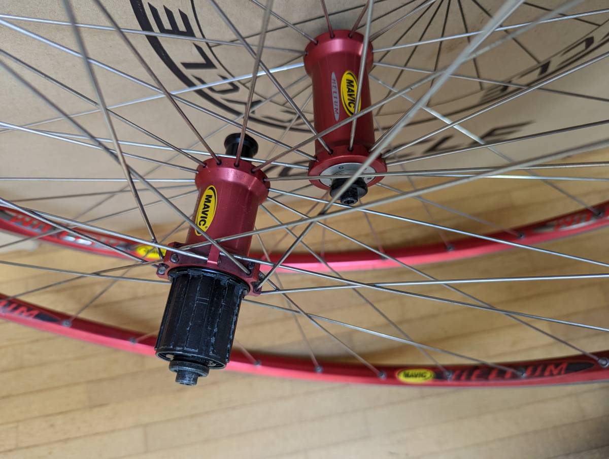 【送料無料】名作 MAVIC マビック ヘリウム フレ取り済 軽量1566g HELIUM チューブラー マヴィック 赤 しなやか 完組