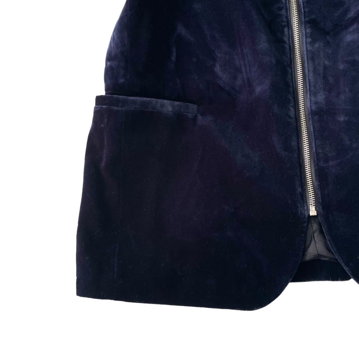 極美品 50/XL 現行 ヒューゴボス ブルゾン メンズ ボンバージャケット ベロア ジップアップ バイカラー 大きいサイズ ブラック ブルー_画像6
