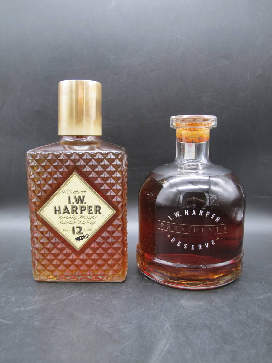  I.W. HARPER IWハーパー 12年/PRESIDEN'S プレジデント リザーブ バーボンウイスキー 750ml 43%【未開栓品】古酒 難あり_画像1