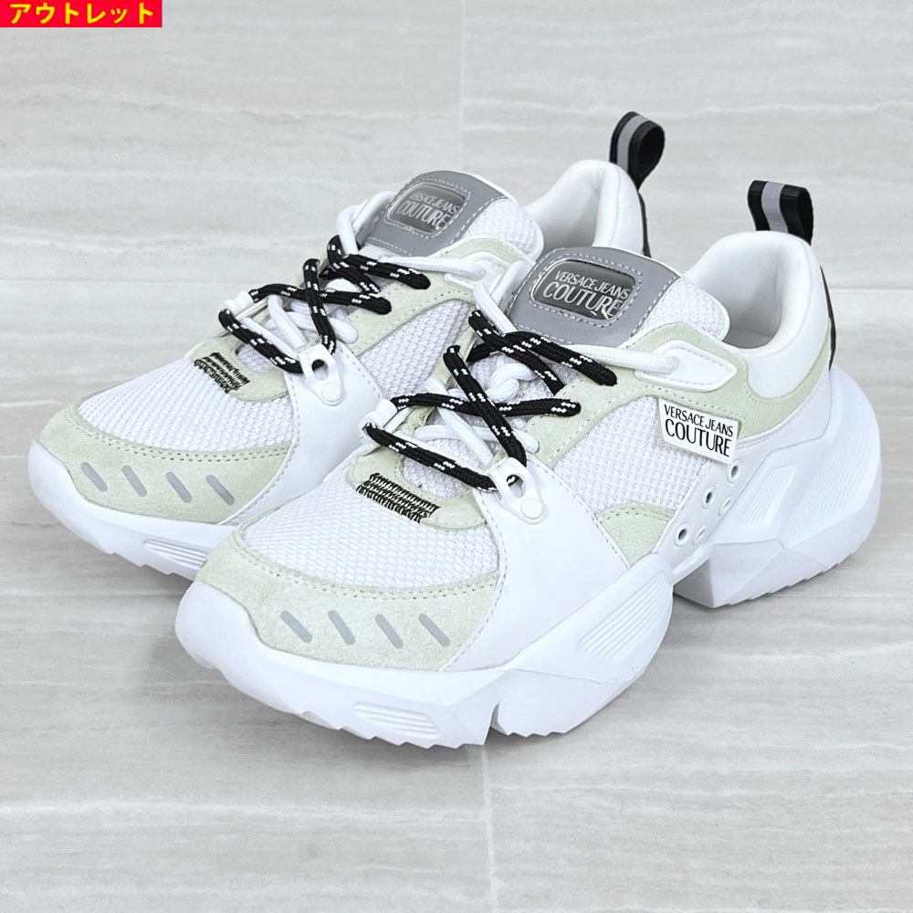  outlet! Versace jeans kchu-ru new goods sneakers 71YA3SU4 ZS090 003 41 white shoes bell search free shipping 
