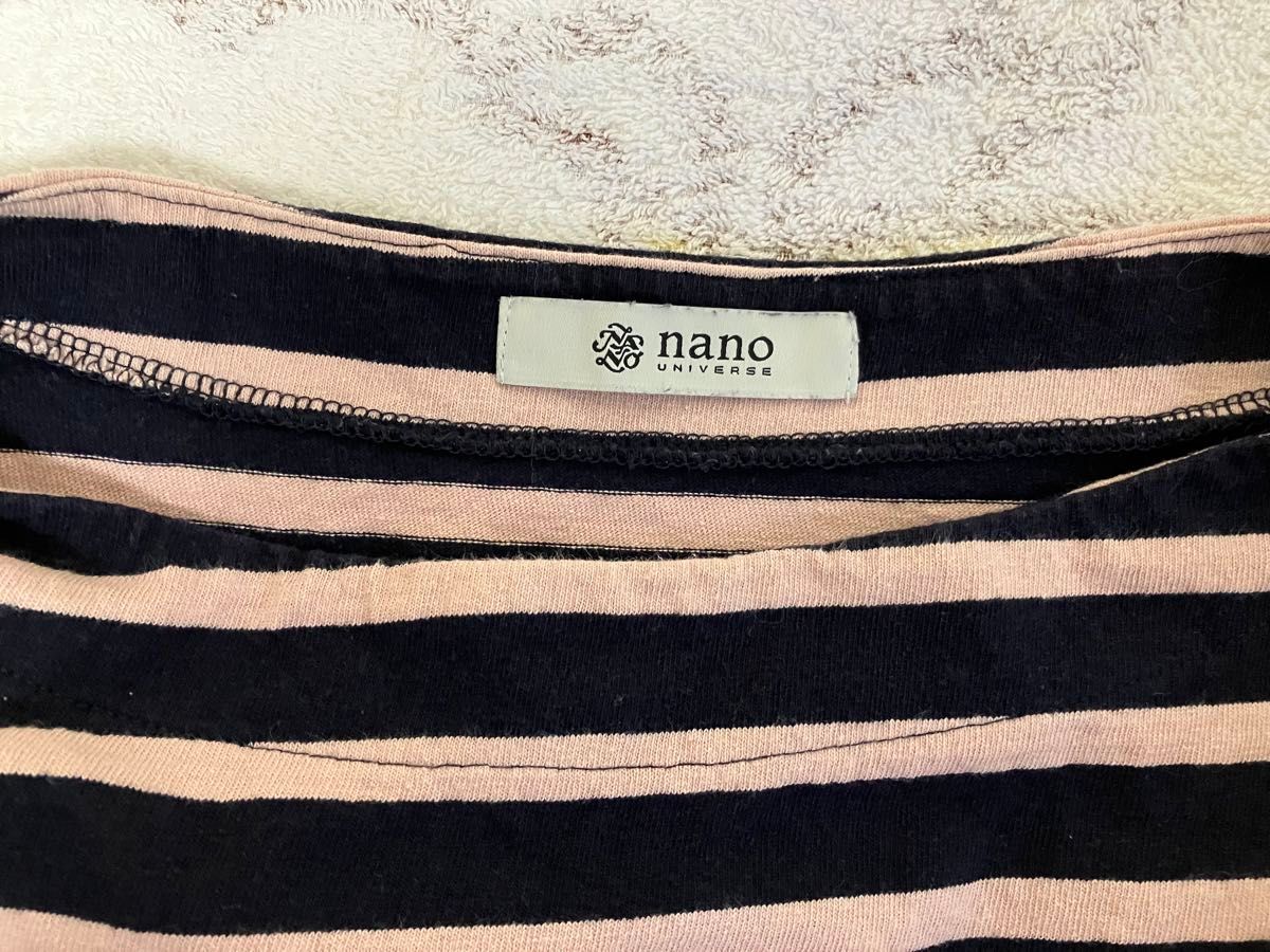 ナノユニバース　nano UNIVERSE ロングTシャツ カットソー　 長袖 ボーダー　ピンク