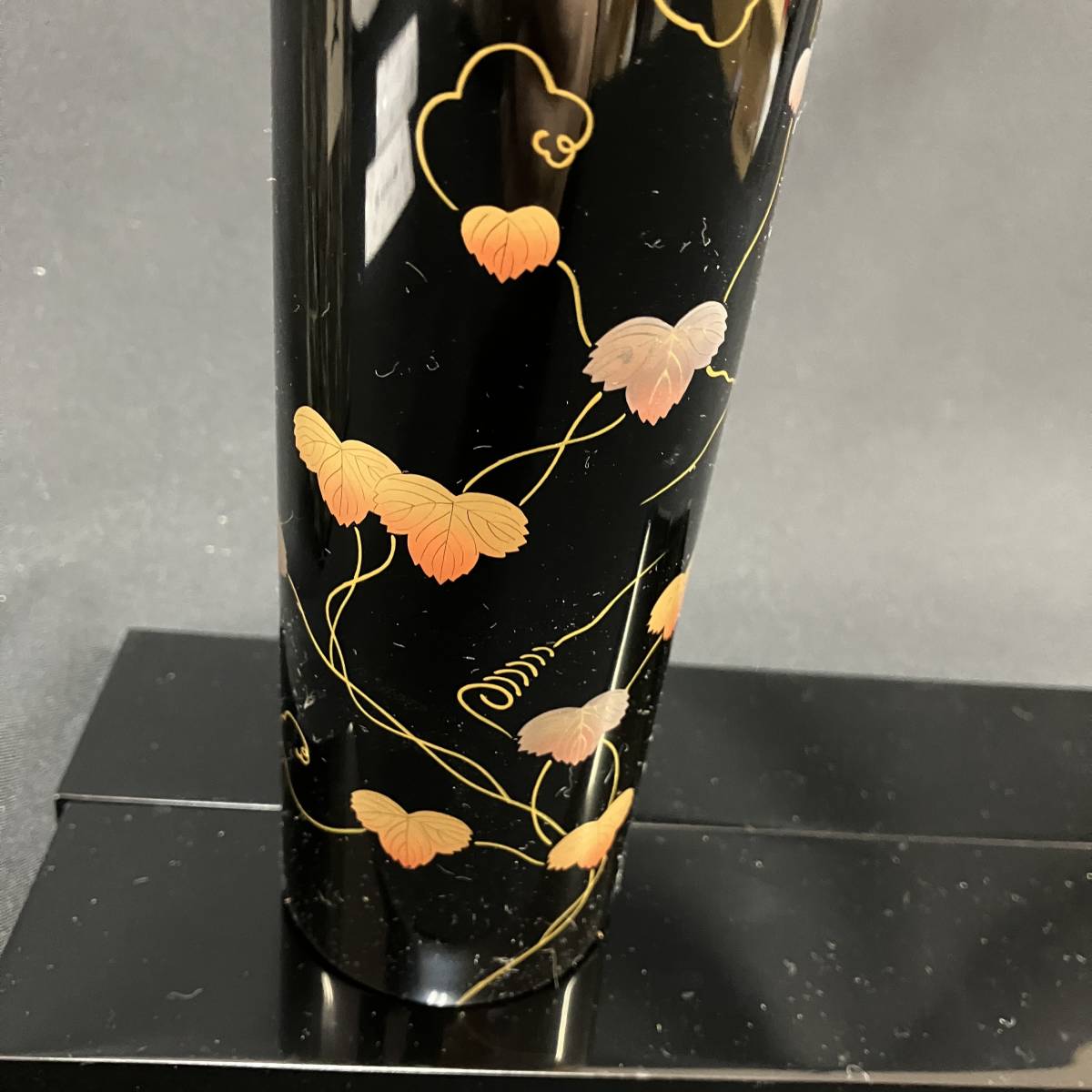 【中古】伝統工芸 輪島塗 漆 丸花立 花瓶/高さ260㎜ 横60㎜◆T0037_画像6