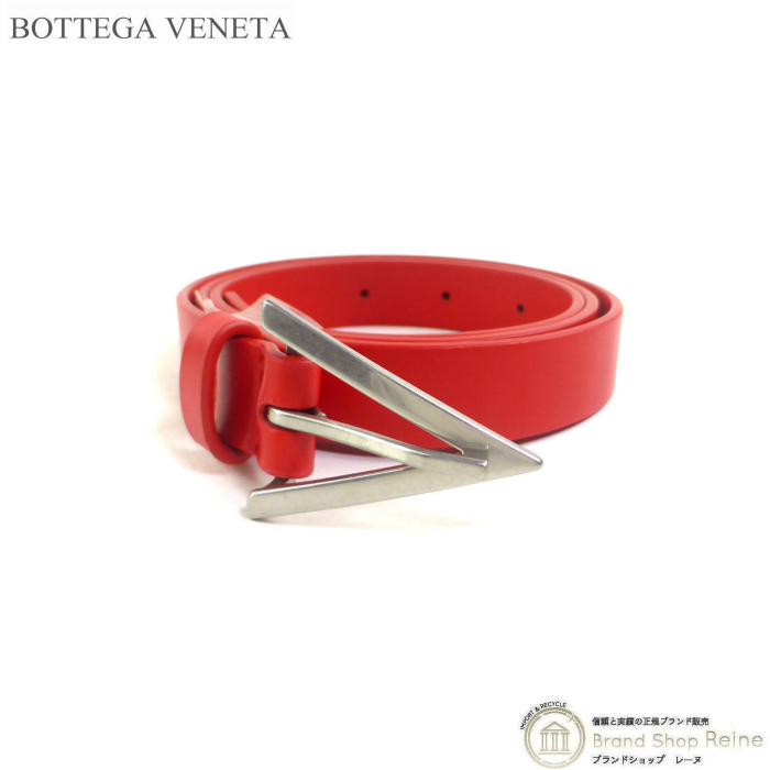 ボッテガ ヴェネタ （BOTTEGA VENETA） トライアングル バックル レザー ベルト 80cm 629763 ネイルポリッシュ（未使用品）中古