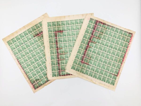 【マライ２セント切手　３シート600枚】　大日本帝國郵便　昭和18年　未使用　　M1105H_画像1