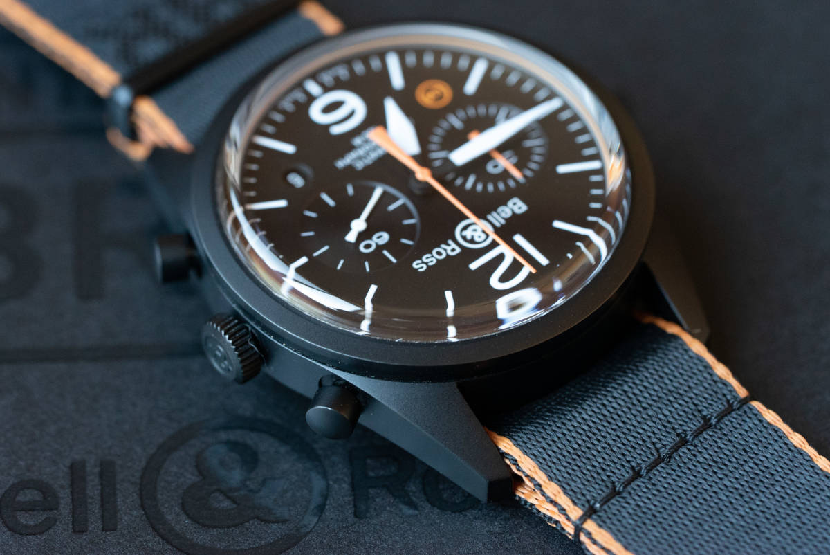 ★ 極上美品 ベル&ロス BELL&ROSS BR126 Carbon Orange NATO Limited Edition (BRV126-O-CA/NATO)_画像3