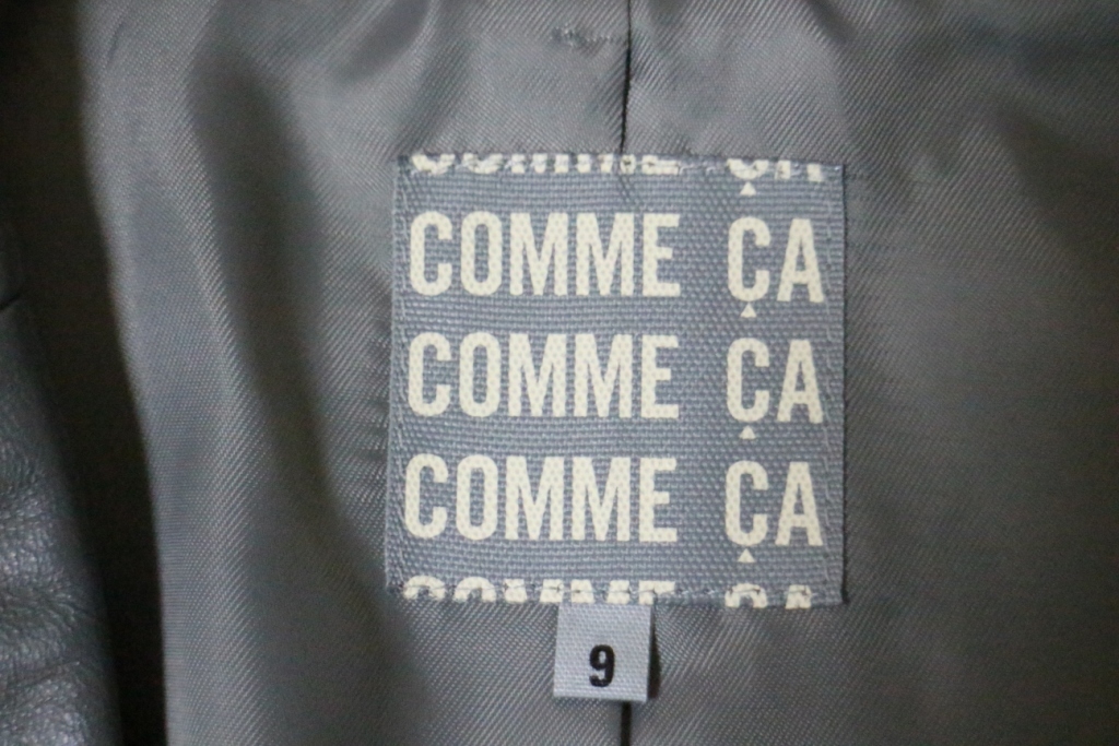 ■美品■COMME CA■秋冬 レディース 2つボタン レザージャケット 9 M グレー コムサ 羊革 ラム_画像3